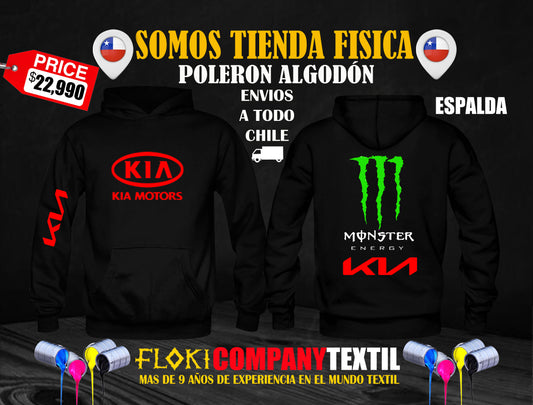Poleron KIA Pecho y Espalda Con Logo Monster
