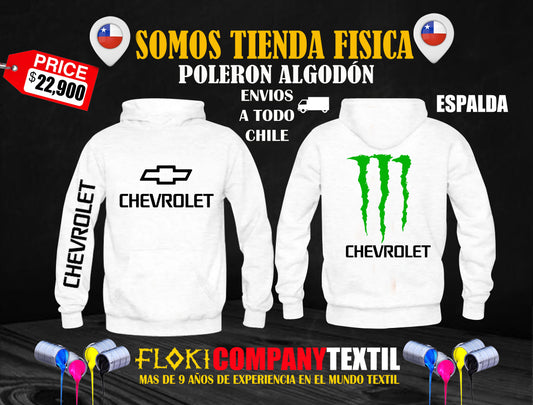Poleron CHEVROLET  Pecho y Espalda Con Logo Monster