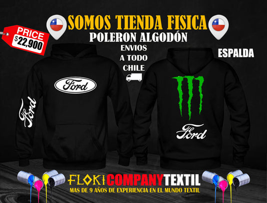 Poleron FORD  Pecho y Espalda Con Logo Monster